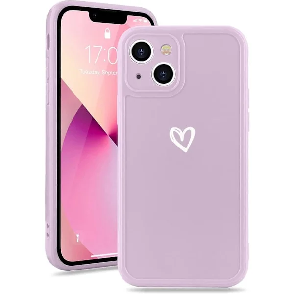 För iPhone 13 Mobilskal Söta Tjejer Silikon Stötsäkert Skyddande Bumper Skal med Kärleks Hjärta Mönster Design för iPhone 13 Rosa