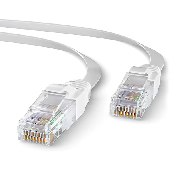 15 m Cat 6 Ethernet-kabel platt | Höghastighets Ethernet-kabel | Bredbandskabel | Lan-kabel | Nätverkskabel med RJ45-kontakt | Internetkabelkompatibel