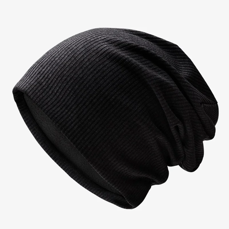 Musta pipo / ohut pipo / fleecevuorattu unisex-pipo / kypärämyssy