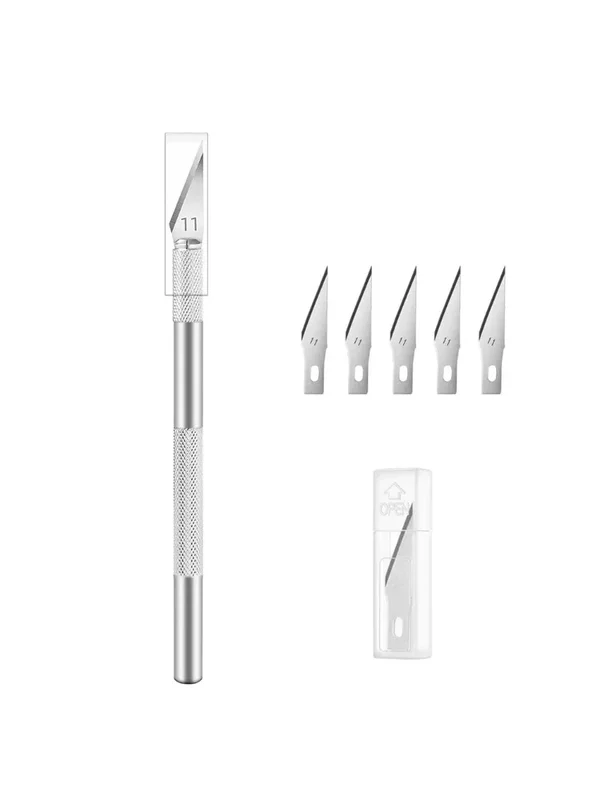 AliExpress - Rutschfestes Metall-Skalpell-Messer-Set, Graviermesser + 5 Klingen, Handwerkzeug für die Reparatur von Mobiltelefonen und Leiterplatten (