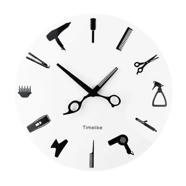 Barber Stylist Tool Wall Clock Modern 3D Quartz Non-Ticking Beauty Hair Salon Clocks Clock for Ho