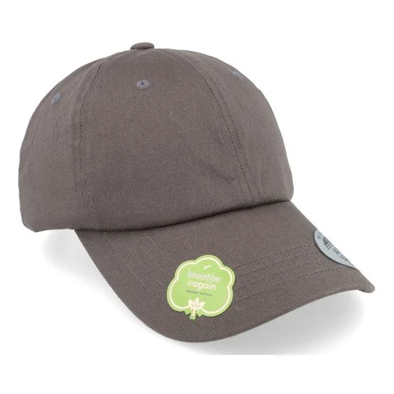 Yupoong - Grijs unconstructed Cap - Organic Dark Grey Dad Cap @ Hatstore