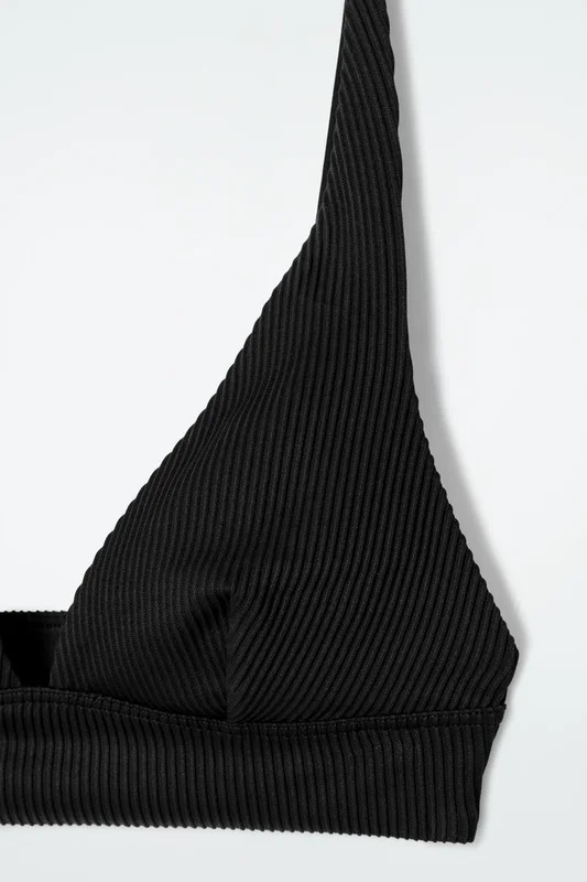 COS Ribbed High-Apex Bikini Top in Black - Women