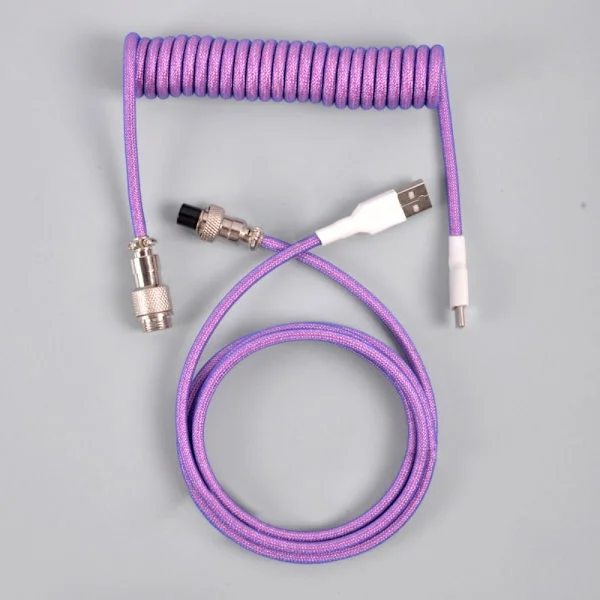 Mekaniskt tangentbord spiralkabel USB-tangentbordskabel LILA lila