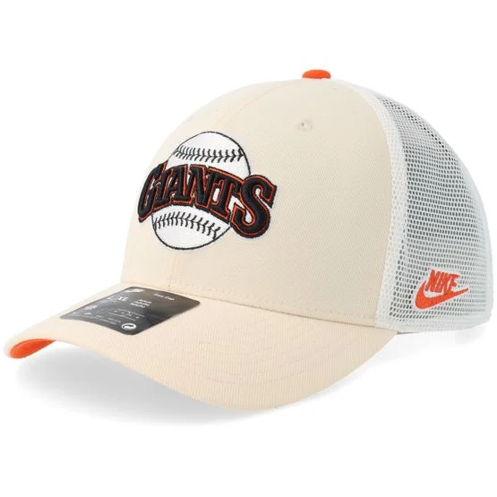 Nike MLB San Francisco Giants Dri-fit Rise Trucker Cap Beige L/XL Polyester Mesh Nature Orange White Baseball Kappe