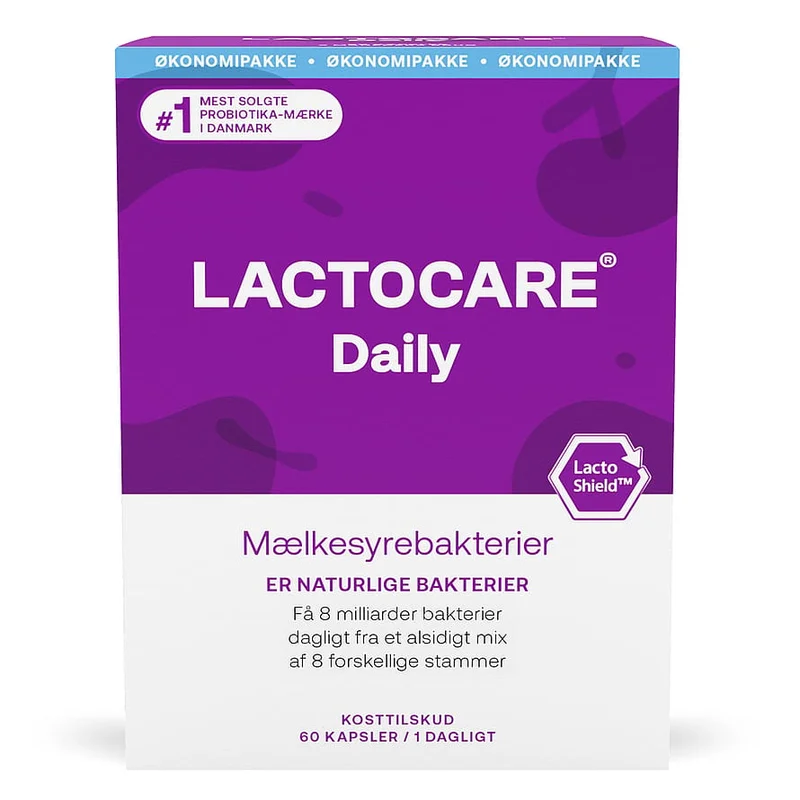 3 for 2 - Lactocare Daily Mælkesyrebakterier 8 mia. 60 kapsler, Helse & Madvarer, Ingredienser, Mælkesyrebakterier