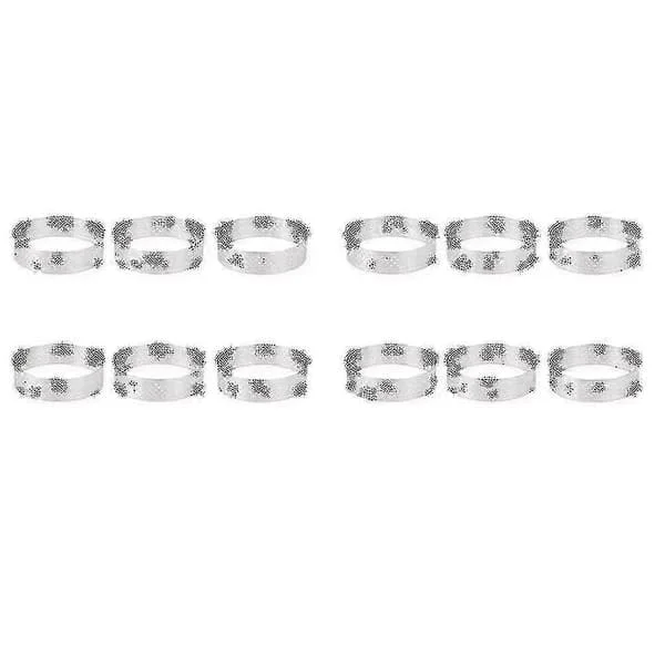 12 st 6 cm Tårtring i rostfritt stål, cirkelskärare, pajring, värmebeständig perforerad C