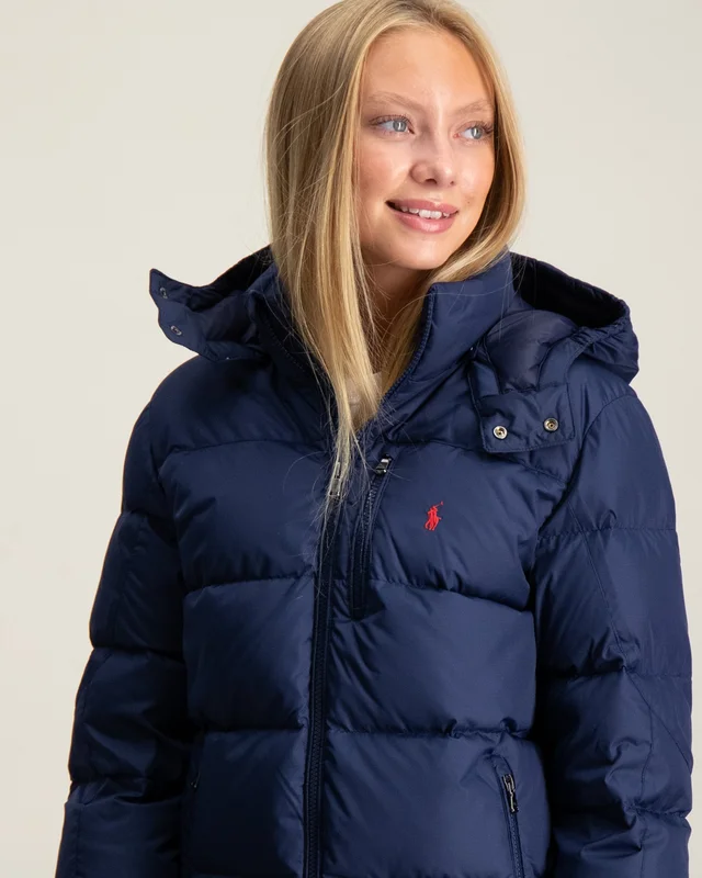 Polo Ralph Lauren Ripstop Down Hooded Jacket Blauw Jassen Meisjes - Kids Brand Store