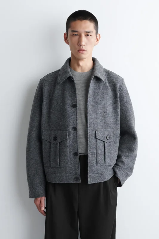 COS Men's Boiled-Wool Jacket in Grey