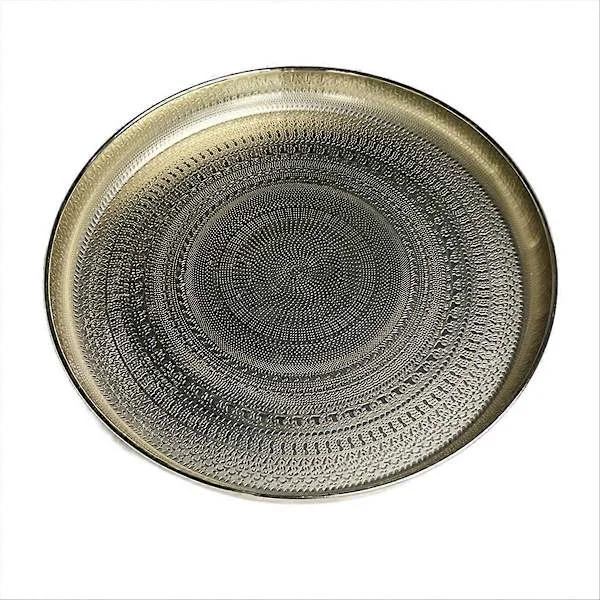 【BQ】Round Tray, 13 inch - Serving Tray, Luxury Decorative Tray, Coffee Table Tray, Jewelry Tray Gold