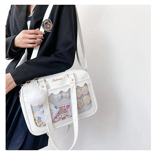 Japanilainen Kawaii Olkalaukku Naisille PU Nahka Itabag Läpinäkyvä Laukku JK Tote Laukku Käsilaukut Preppy Laukku Ita Laukku Crossbody Laukku 