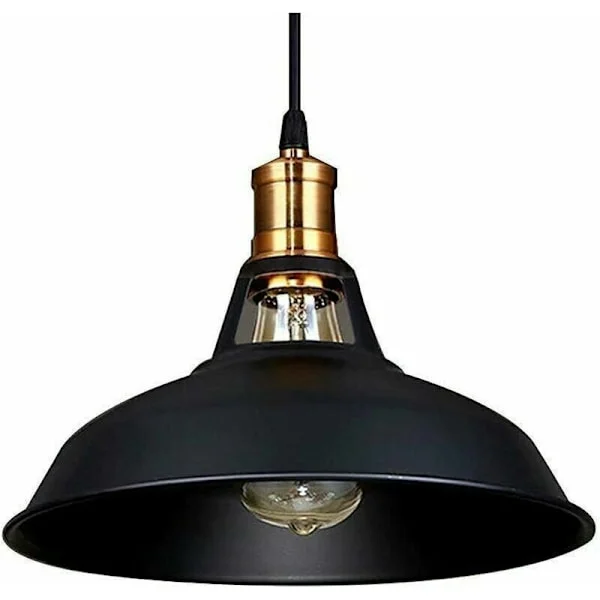 Vintage industriell pendellampa E27 LED-lampa Retro taklampor skärm för kök matsal vardagsrum sovrum restaurang svart