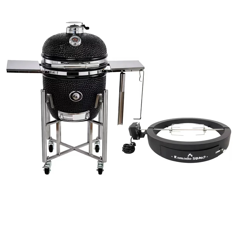 Kamado Sumo Signature Midi — kullgrill med Grillmaster Rotisserie og pizzaovn' - 'Svart