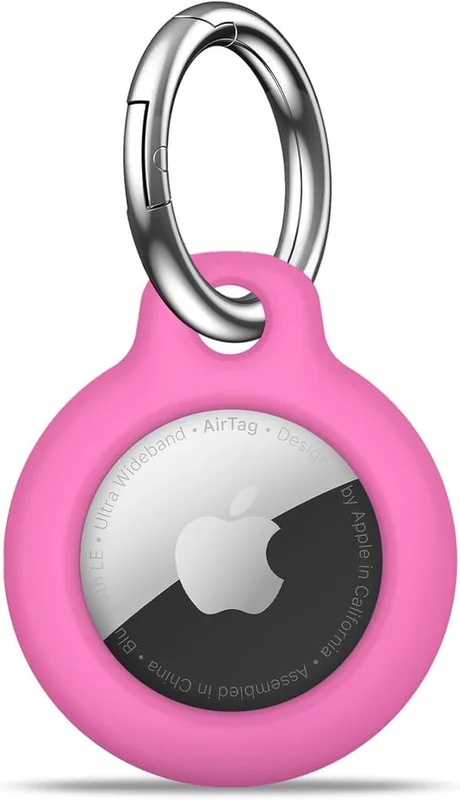 Airtag-hållare Air Tag-fodral med nyckelring, reptålig Airtags-nyckelring för Apple Air Tags, Airtag-tillbehör för GPS-spårare, rosa