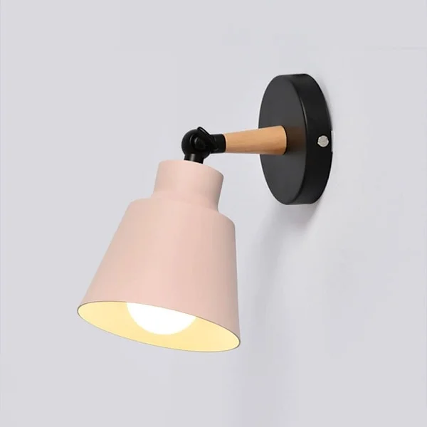 Vinkeljusterbar liten vägglampa i metall för sovrum sänggavel E27 vägglampa studierum badrumsbelysning vägg, glödlampa ingår ej, rosa