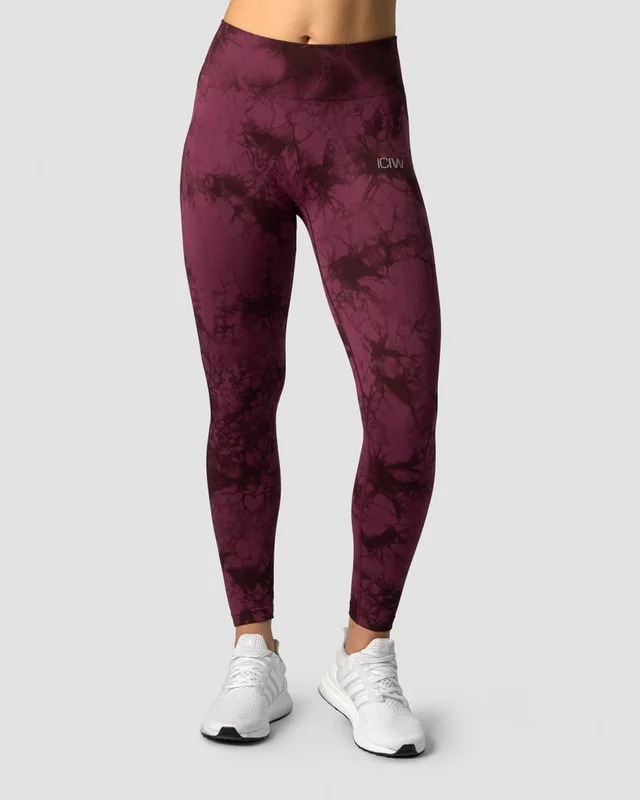 ICANIWILL - Define Seamless Tie Dye Tights Burgundy - Treningstights - Dame - ICIW