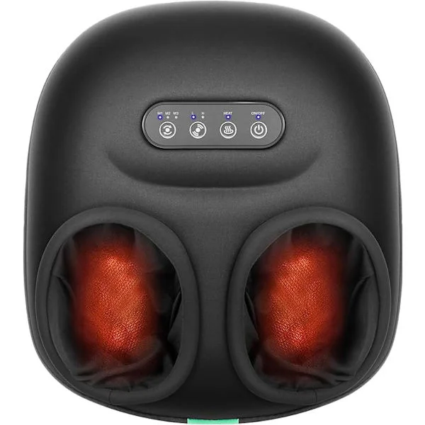 Medcursor Fodmassageapparat med Varme, Shiatsu Fodmassageapparat til Trætte Muskler og Lindring af Plantar Fasciitis, Dyb Ælteterapi, Passer op til 