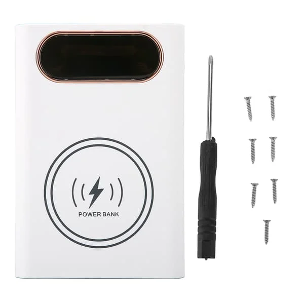 4x21700 Batteri Power Bank Etui Hurtig Opladning 22.5W DIY Power Bank Boks 15W Trådløs Opladning 21700 Batteriboks til Telefon Hvid