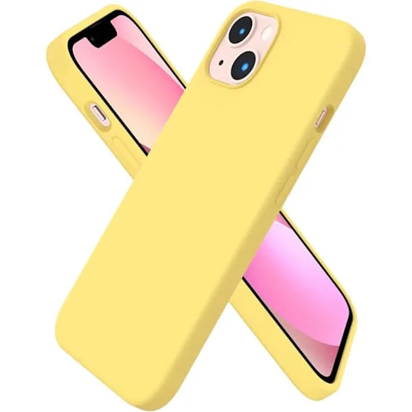 iPhone 13 Deksel, Flytende Silikon Deksel for 6,1 tommer iPhone 13, Ultratynt Deksel, Full Dekning Støtsikkert Beskyttende Mykt Deksel Sitrongul