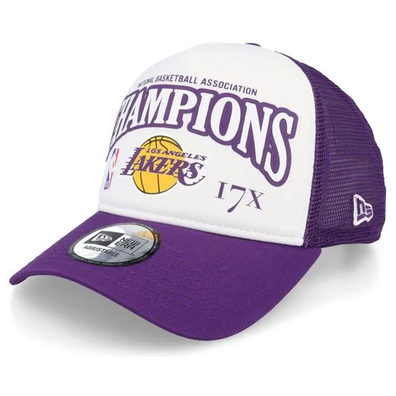 New Era - Los Angeles Lakers League Champions White/Purple Trucker Trucker White Cap - NBA @ Hatstore