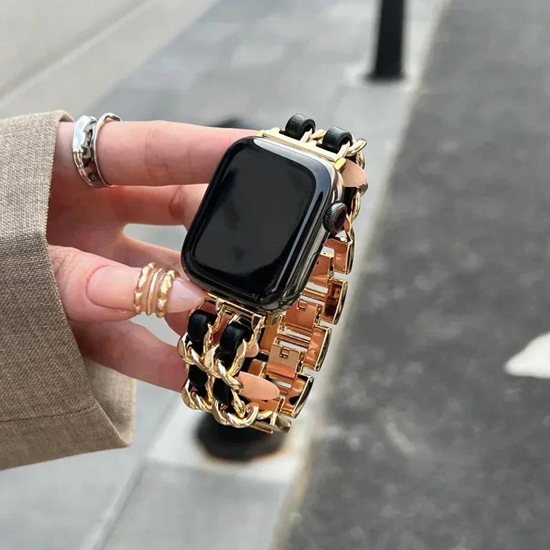 AliExpress - Damen-Metallarmband für Apple Watch Band 10, 9, 8, Ultra 46 mm, 42 mm, 49 mm, 7 SE, 6, 5, 41 mm, 45 mm, 44/40 mm, Damen-Armband aus Gold 