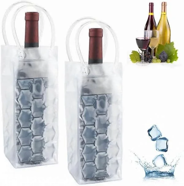 2 st Snabb Iskylare för Vin Plast Kylväska Utomhus Is Gel Väska Picknick Kylväskor Vinkylare (Vit)-WELLNGS