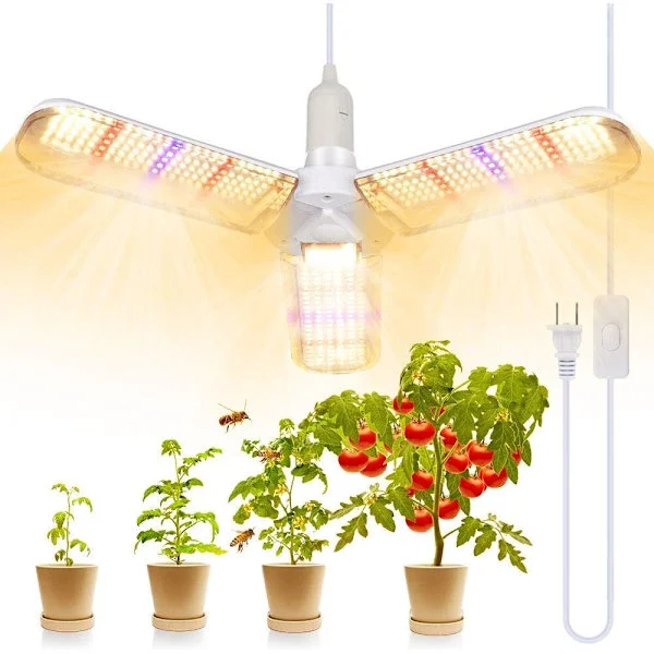 LED-kasvilamppu, 150 W:n täyden spektrin kasvilamppu, kokoontaitettava, sopii sisäkasveille, kasvihuoneille ja hydroponiikkaan, kasvilamppu E27-