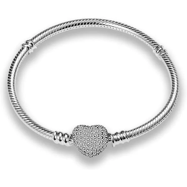 925 Sterling Sølv Ormkjede Armbånd for Pandora Kompatible Europeiske Armbånd Charm Perler Sølv Armbånd for Kvinner CMB057 6.7in/17cm