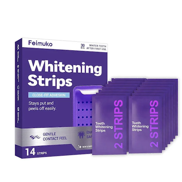 Purple Whitening Strips for Teeth, Color Correcting and Whitening 2-in-1, Enamel-Safe Stain Treatment (42 pcs)