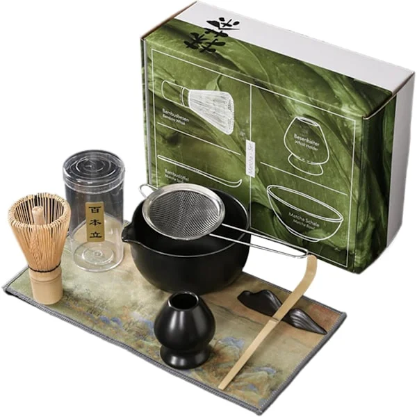 7 kpl/setti matcha-setti, matcha vispiläsetti sisältää matchakulhon, bambuvispilänpitimen, matchahuivin, teesihdin, kauhanpitimen ja teepyyhkeen, 