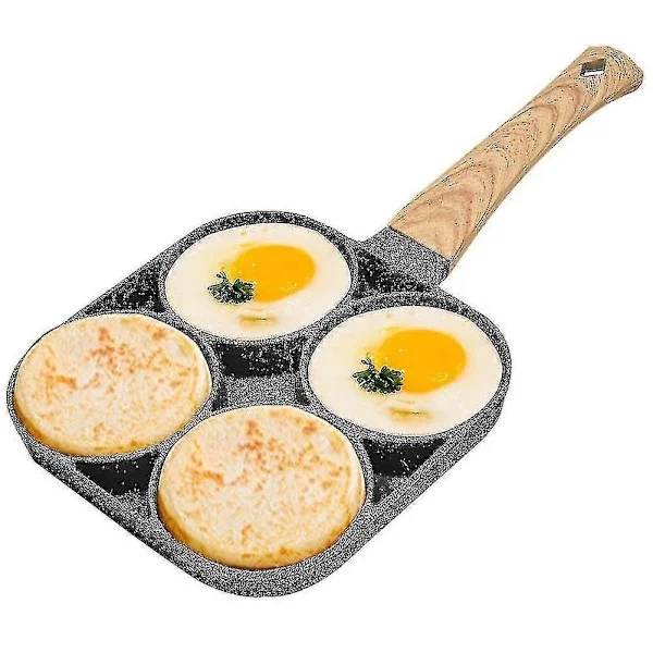 Egg Frying Pan, Non-Stick Pancake Pan Egg Pan with 4 Holes Fried Egg Pan Pancake Maker for Induction