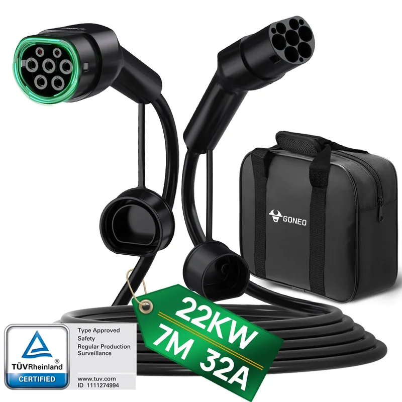 AliExpress - Câble de chargement GONEO EV pour voiture électrique, Type 2, CSS 2, 22KW 5 mètres triphasé, pour voiture électrique EV/PHEV hybride Auto