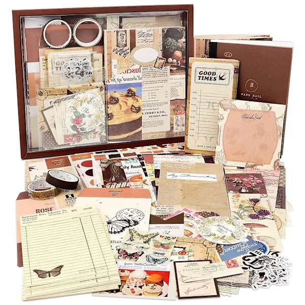 Estetiskt Scrapbooking Kit, Junk Journal Kit med Journaling/Scrapbooking Tillbehör, Present till Tonåring Barn (