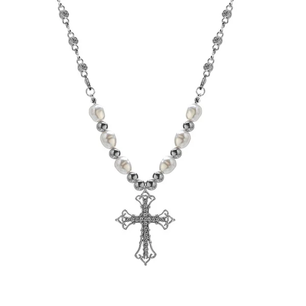 Halsband Kors Pärlhänge Smycken Hip-hop Halsband[qb]