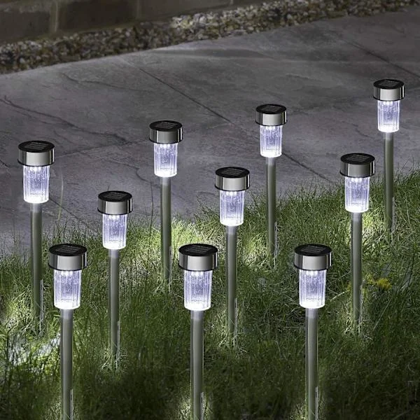 [RM]10 pcs Solar Lights for Garden, Garden Spike, Path Lighting | Waterproof Automatic On/Off Solar Lights Outdoor Garden White