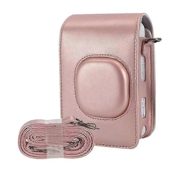 Camera Bag for Mini LiPlay PU Leather Protective Case with Shoulder Strap Blush Gold