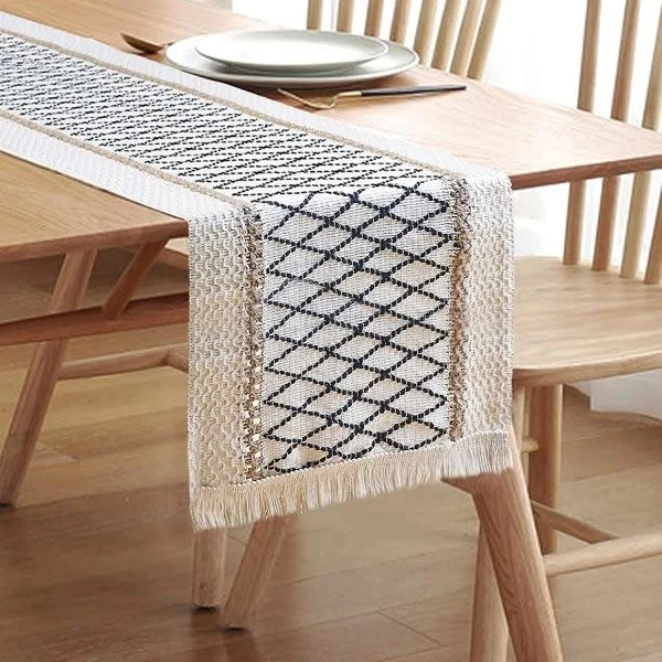 Bordduk, Beige Bohemsk Bordduk 30x180cm Med Dusker Marco
