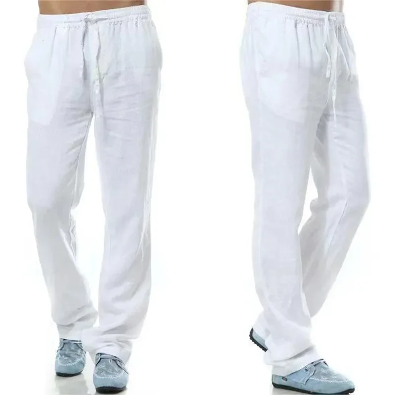 AliExpress - Heren katoenen linnen broek mannelijke herfst nieuwe ademende effen kleur linnen broek fitness streetwear achterkant met zak