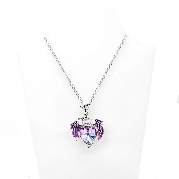 Draklindad Hängsmycke Halsband Hjärta Berlock Nyckelbenskedja Fantasy Kristall Flygande Drake Halsband Smycken Födelsedagsdekor