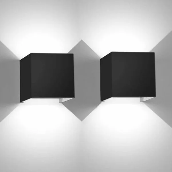 Stk. 12W LED Væglampe Op/Ned Indendørs Sort Moderne Aluminium Væglampe Armatur til Stue Soveværelse Badeværelse Køkken Spisestue, Koldt Hvidt