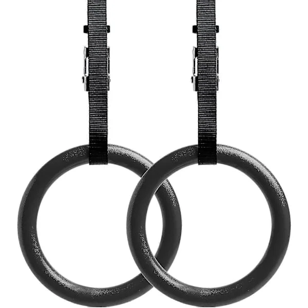 Reehut Gymnastikkringer m/Justerbare Stropper, Metallspenner & Manual - Hjemmegym (Sett med 2) - Sklisikker - Flott For Trening, Styrketrening, 