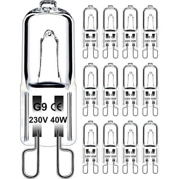 G9 40W 230V Dimbar Varmhvit Pære, G9 Halogenpære 300°C Toleranse, G9 Ovnspære for Mikrobølgeovn Komfyr Taklamper, Pakke med 12