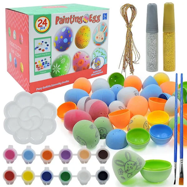 24 stk DIY Tegne- og Fargelegging Egg Leke Påske Egg Maling
