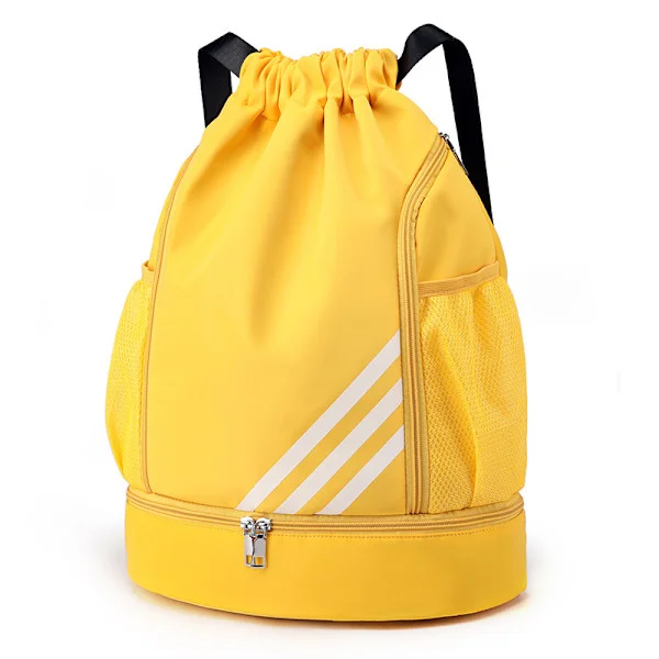 Treningssekk Sportbag, Reiseryggsekk for Menn og Kvinner, Sidelommer i Mesh med Skoseksjon, Egnet for Fitness, Yoga, Dans (gul)