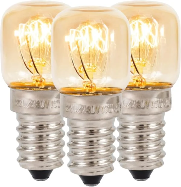 (3-pack) Saltlampslampa | Ugnslampa | Kylskåpslampa | Liten skruv E14 15W Lampa <300°C Dimbar Glödlampa Pygméglödlampa för Lavalampa [Energiklass F]