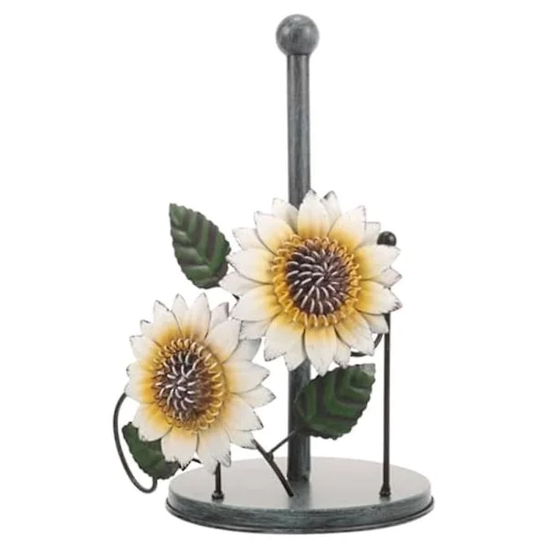 Paper Towel Holder Countertop, Sunflower Tissue Holder Kitchen Paper Rack Organizer Metal Farmhouse Decor Desk