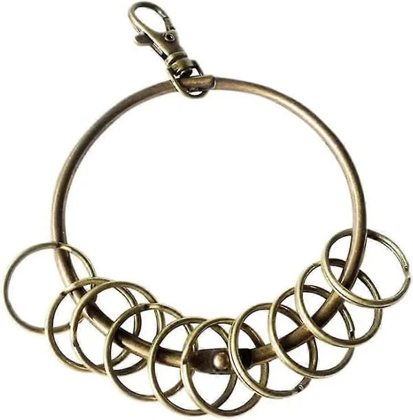 Bronze Stor Nøglering Organizer (80mm) 10x Multi-Ring - WELLNGS