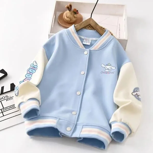 Kawaii Sanrio Cinnamoroll Jentebaseballuniform Barn Anime Tegneseriejakke Søt og søt jakke vår høst barneklesplagg