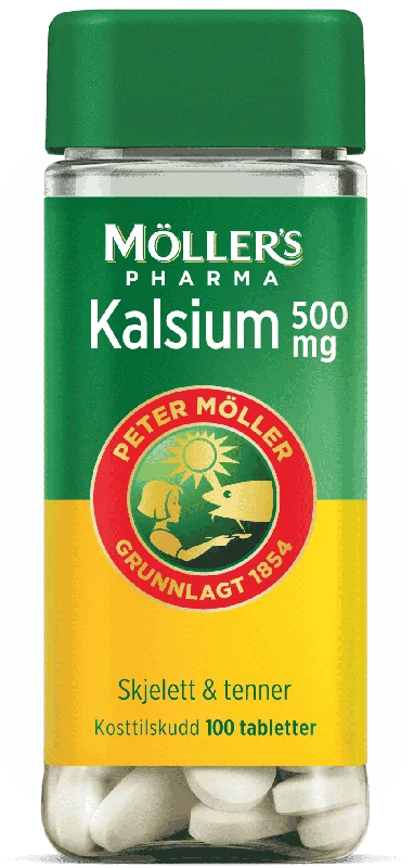 Møllers kalsium tab 500mg, boks av plast, 100 stk