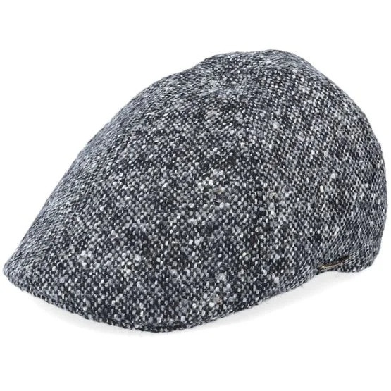 Stetson - Negro flatcap Gorra - Texas Duck Shape Texas Donegal Flat Cap @ Hatstore